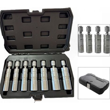 Set Di 7 chiavi a Bussola Lunghe Magnetiche a Snodo Chrome Vanadium Poligonali