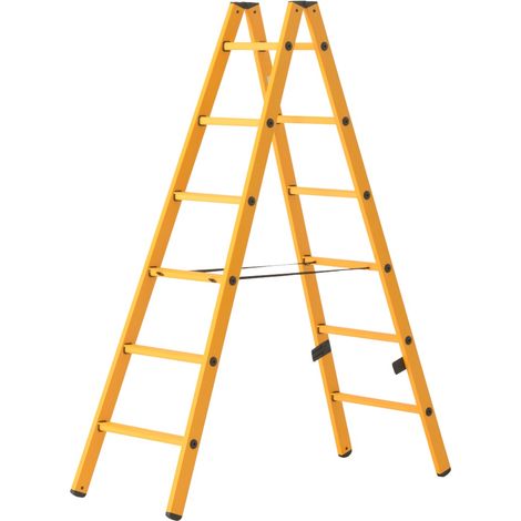 Hymer Sprossenstehleiter, Kunststoff, beidseitig begehbar, 2 x 6 Sprossen, Gesamtbreite 540 mm (1/5)