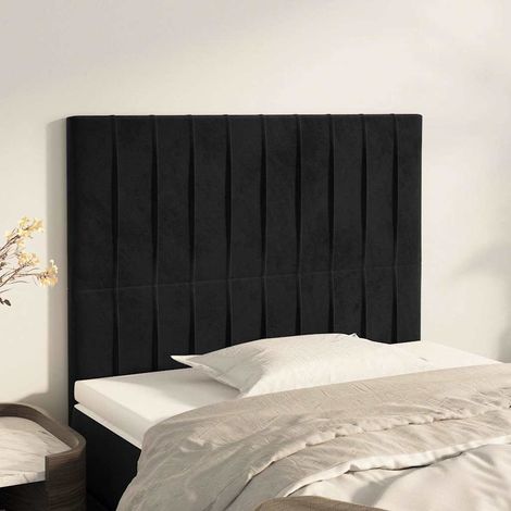 Tête de lit en velours noir 100 x 5 x 118/128 cm, hauteur réglable - PANGIVO (1/5)