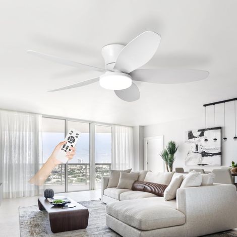 Ventilateur Plafond Avec Lumiere Silencieux,42in,Lustre Ventilo De Plafond Avec Lampe Intégrée DC Moteur, LED Luminaire Ventilateur Plafonnier,Blanc (1/5)