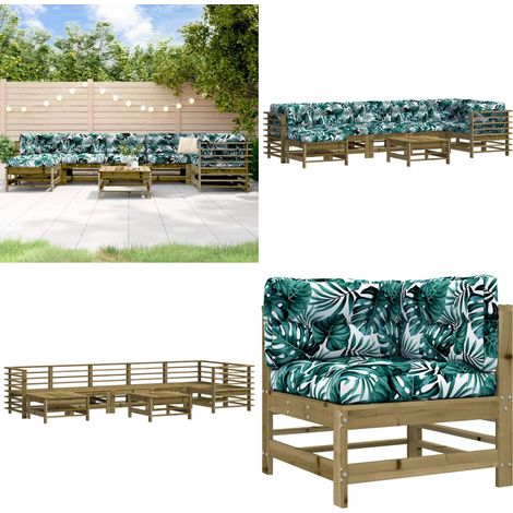 8-tlg. Garten-Lounge-Set mit Kissen Imprägniertes Kiefernholz - Gartengeräte - Gartenmöbel - Loungemöbel - Rattan Möbel - Holz Gartenmöbel - Home & Living (1/5)
