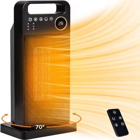 Radiateur Soufflant - 2000W - Télécommande - Oscillation 70° - Minuterie 2-12h (1/5)