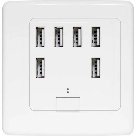 Toma de pared USB universal, 6 puertos integrados, panel de carga de 220 V 4 A, carga rápida (1/5)