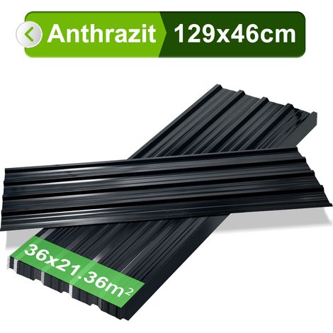 Randaco Trapezblech Set 24-teilig, 129 x 46 cm, Profilblech, Anthrazit, inkl. Schnittschutzhandschuhe (1/5)