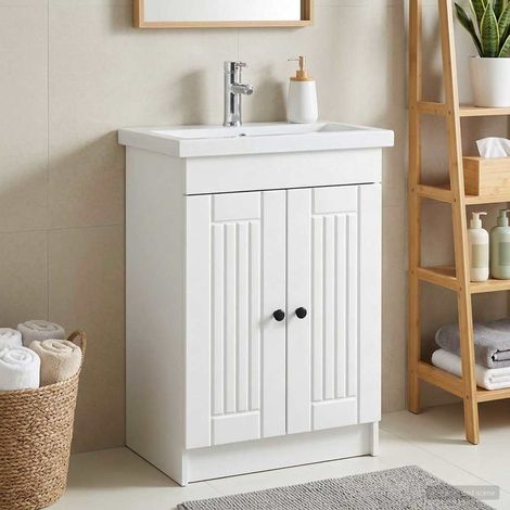vidaXL Bathroom under Sink Cabinet White 56 x 37.5 x 81 cm
