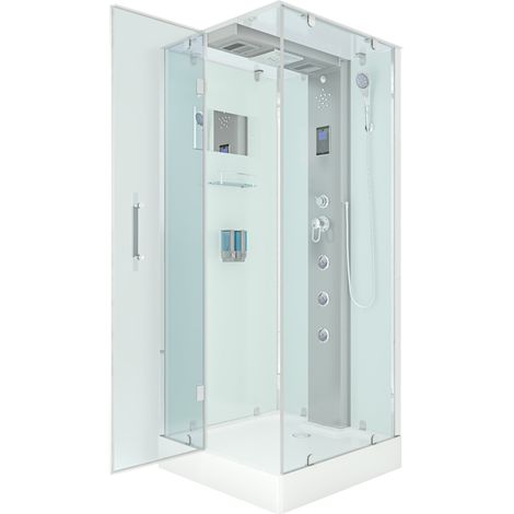 Duschkabine Komplettdusche Fertigdusche Dusche D38-10L0 90x90 cm ohne 2K Scheiben Versiegelung (1/5)