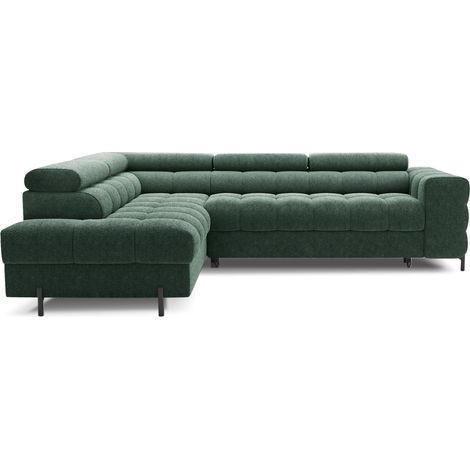 Sofá esquinero izquierdo convertible Verde oscuro 5 plazas FERRUM estilo industrial 276x93x200cm (1/5)