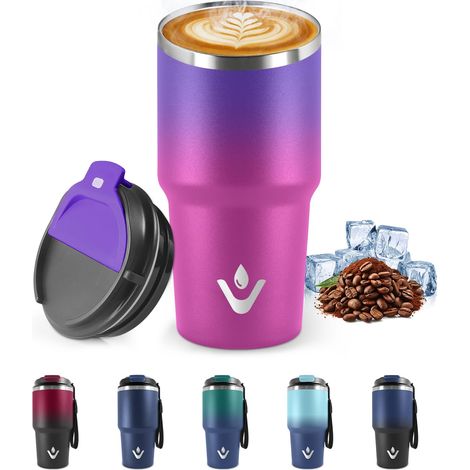 Mug Isotherme 600 ML, Réutilisable, Tasse Isotherme pour Café, Acier Inoxydable 304, Emporter, Anti-fuite, Double Paroi, Étanche Gobelet de Voyage pour Café Chaud et Froid, Lait et Thé (1/5)