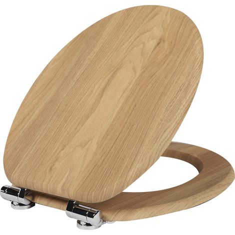 Abattant de toilette à fermeture amortie, aspect chêne, en MDF, revêtement hygiénique facile à nettoyer, dimensions standards (1/5)