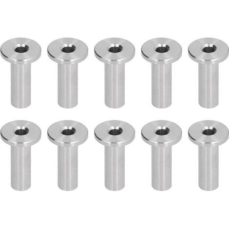 10 Pcs Garde Corps Manchons,Manchons de Protection Acier Inoxydable pour Garde corps de Câble 1/8 Pouce 3/16 Pouce Poteaux en Bois, Balustrade de Bricolage(3/16) (1/5)
