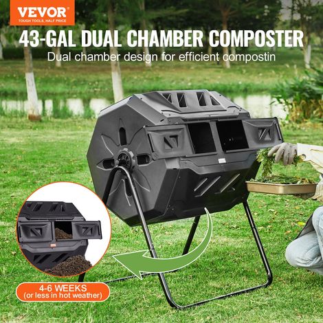 Composteur de Jardin Rotatif 162,7 L Double Chambre Bac à Compost Rotatif à 360° en PP sans BPA Charge 50 kg pour Compostage des Dé… (1/5)