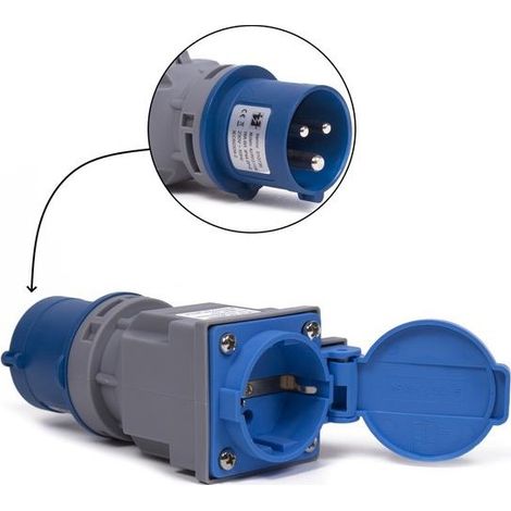Adaptateur de prise CEE vers prise avec terre (1/2)