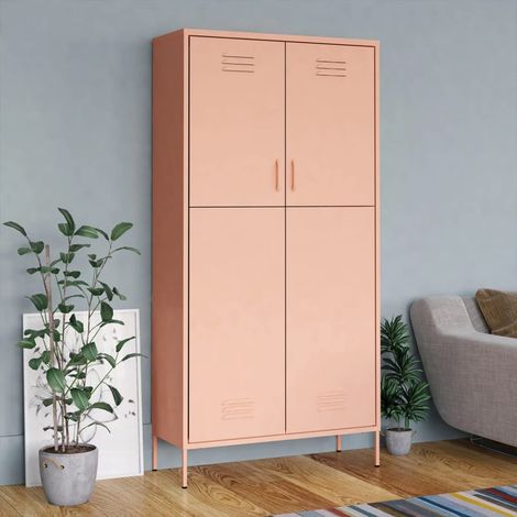 Garde-robe Armoire de Rangement Armoire de vêtements Penderie Rose 90x50x180 cm Acier VXN7994 (1/5)