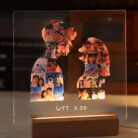 Cadres Photo personnalisés avec veilleuse LED Cadeau personnalisé Cadres Photo Cadeaux pour Couple amis famille Couple silhouette (1/5)