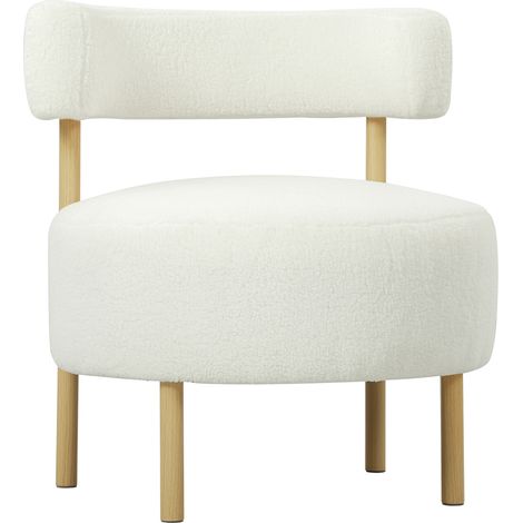Cremefarbenes Bouclé-Sofa, 1-Sitzer-Sessel mit gepolsterter Rückenlehne und geschwungener Rückenlehne, breite Sitzfläche 67 x 67 x 71 cm