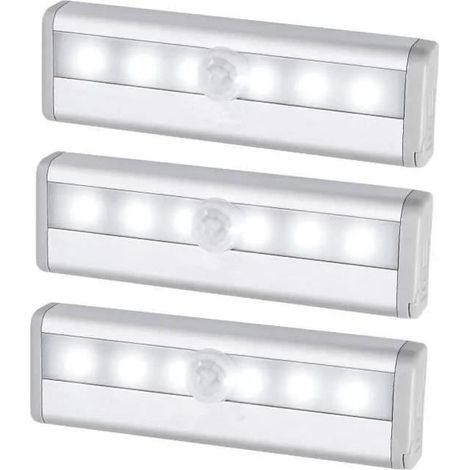 3 pcs Détecteurs de Mouvement Lampe, Veilleuse Automatique,Lampe de Placard,Lampe Escalier, Lampe d'armoire, Lampe Nocture (1/4)