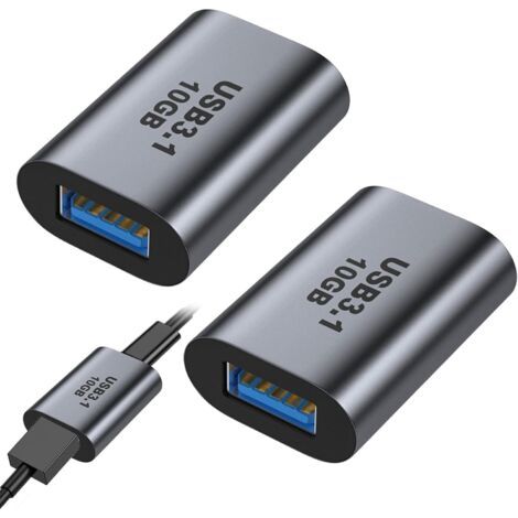 Adaptateur USB C Femelle Vers USB Femelle, 2 Pièces 10Gbps USB A Fem elle Vers USB C Fem elle, Adaptateur Type C Feme lle Vers A Fe melle, pour Laptop PC Synchronisation des Données et Recharge