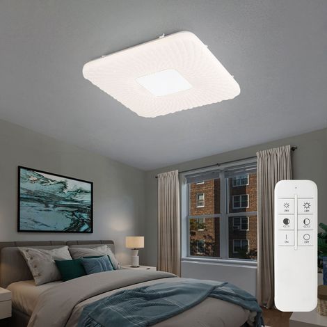 LED Deckenleuchte Sternenhimmel Deckenlampe Fernbedienung Tageslicht Wohnzimmerleuchte Decke dimmbar, CCT weiß, 1x 24W 1600Lm, LxBxH 43x43x4,6 cm Globo 41343-24