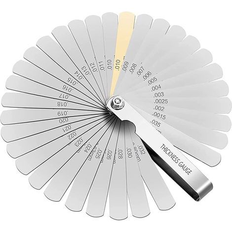Jauge d'Épaisseur, 32 Lames Jeu Cale Soupape En Acier Inoxydable, Marquage Métrique/impérial, Pour Mesurer L'écart Largeur, Pour la moteur/bougie/soupapes. (1/4)