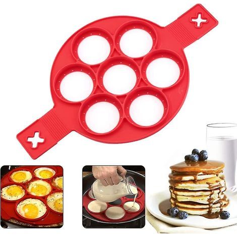 Non-stick Pancake Pan Non-stick Silicone Egg Ring Pancake Pan Pancake Pan Silicone Omelet Maker Circle With 7 Holes Reusable Non