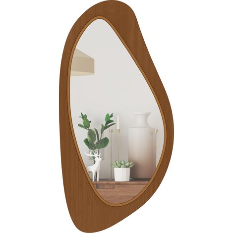 Wandspiegel Fenster Spiegel mit Kieferfurnierrahmen für Schlafzimmer Wohnzimmmer, 91,5 x 45 x 3 cm, Naturholz