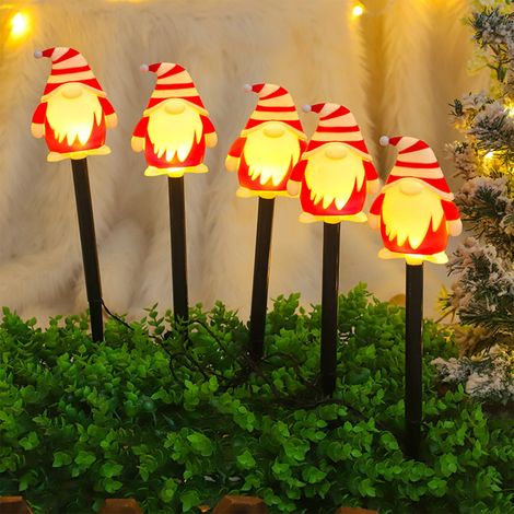 Figurine Solaire De Noël - Père Noël Arbre De Noël Renne Bonhomme De Neige - Décoration Extérieure Avec Pic Pour Jardin Pelouse Terrasse - LED Blanc Chaud - 1 Pièce (1/5)