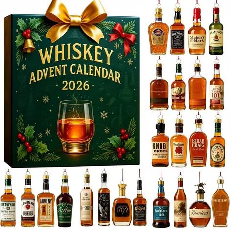 Nouveau calendrier de l'Avent Champagne 2026 - Coffret surprise Whisky - Design plat