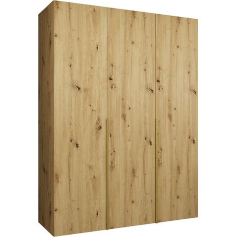 Armario Hartford 536, Roble Artisan, 202x150x52cm, Puertas de armario: Con bisagras, Número de estantes: 0