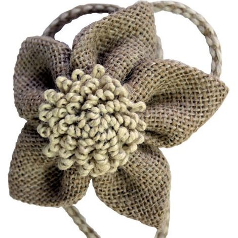 Secodir – Embrasse magnétique Corolle – Jute naturelle Ø70 mm – Cordon textile 400 mm – Fixation aimantée sans perçage