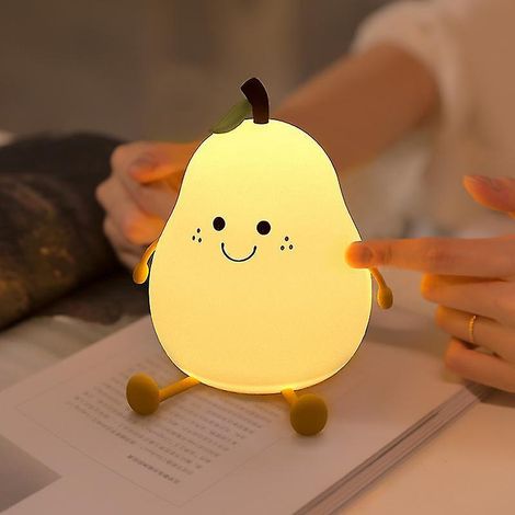 Niedliches birnenförmiges Baby-Nachtlicht mit 7 Beleuchtungsmodi, Berührungssensor, USB-Aufladung (1200 mAh), Timerfunktion, Nachttischlampe, Kinderzimmerdekoration, Geschenk.