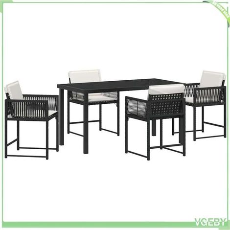 Ensemble de salle à manger pour jardin - FAFEICY - 3380742 - Noir - Polyrotin & acier - Table 140x80 cm (1/5)