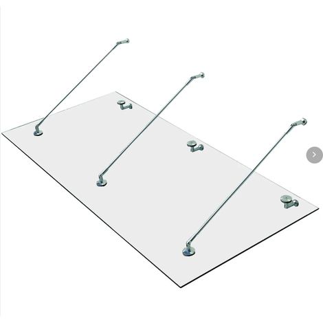 Marquesina de vidrio templado con soportes de acero inoxidable 304, transparente 200x90 cm (1/5)