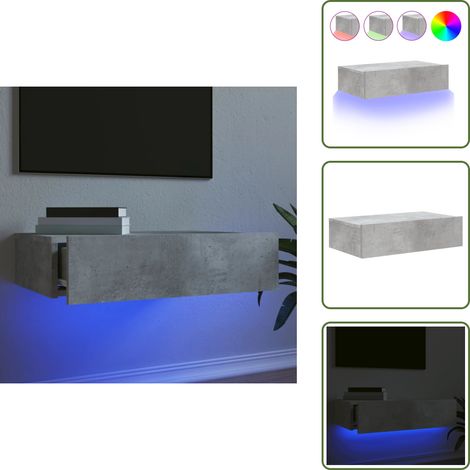 vidaXL Mueble de TV con luces LED gris hormigón 60x35x15,5 cm (1/5)