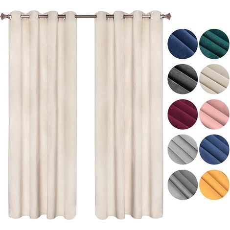 WOLTU Verdunklungsgardine mit Ösen in vielen Farben, (2 Stück) beige 140x245 cm (1/5)