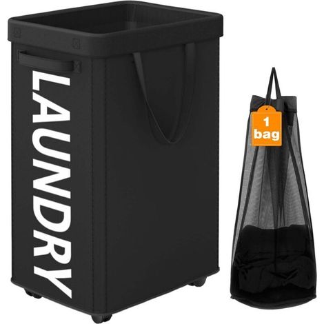 Panier à linge étroit et haut à roulettes - Mobile, peu encombrant pour la salle de bain et les espaces vides, rangement essentiel pour le linge sale (1/4)