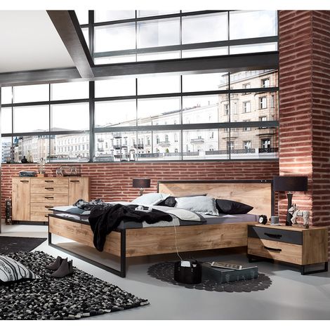 Schlafzimmer Set 4-tlg. DAVENPORT-43 mit Bett 160x200 in Eiche (1/5)