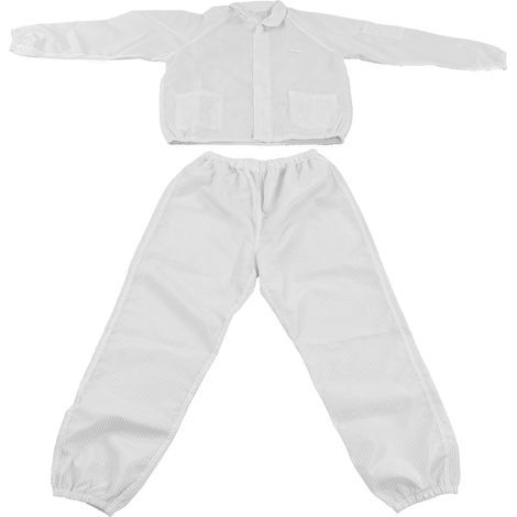 Combinaison de travail de protection intégrale en polyester antistatique blanc, coupe fendue, pour atelier, taille L (1/5)