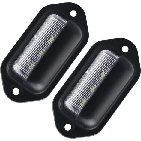 Feu Plaque Immatriculation LED - 6 SMD - Étanche IP65 - Compatible 12 V / 24 V - Pour Camion Remorque Caravane Voiture - 2 Pièces