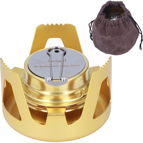 Réchaud de camping miniature portable brûleur à alcool en laiton pour randonnée barbecue en extérieur (1/5)