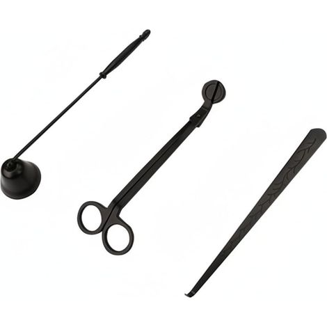 Juego de accesorios para velas 3 en 1: recortador de mecha, apagador de mecha y varilla medidora de mecha – Negro (1/5)