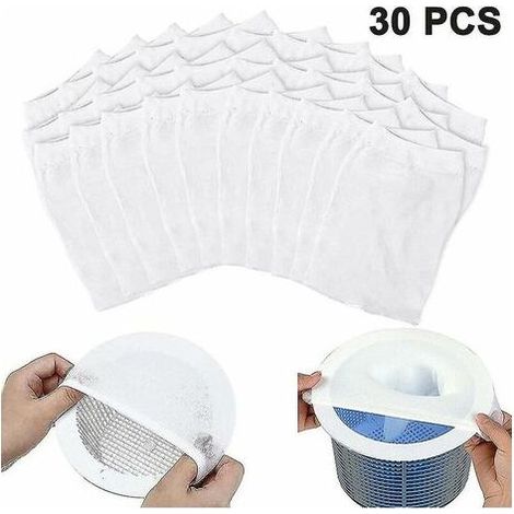 Filtre écumeur piscine 30pcs, chaussettes filtrantes pour feuilles et débris, protection optimale (1/4)