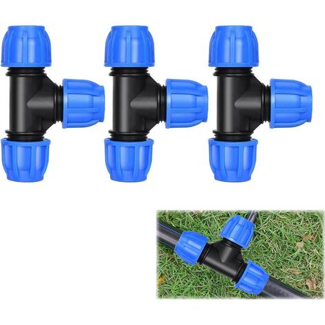 20mmx20mmx20mm T Water Hose Fittings - PN16 PN20 Compression Plumbing Fitting 20mm Gas Fitting, 3 Pack PN16 Compression Plumbing Fitting for Polyethylene PE80 and PE100 (1/5)