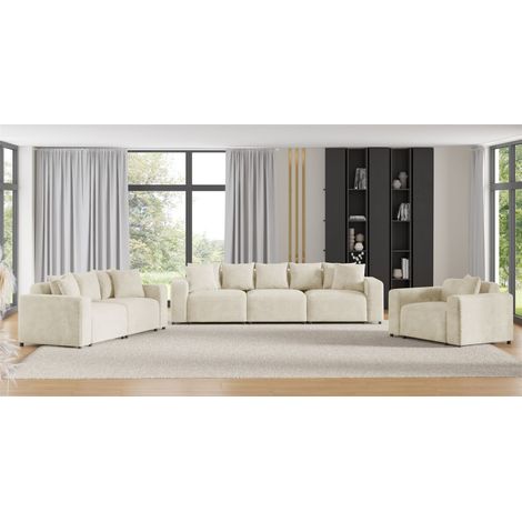 Sofaset Designersofas MEGAN 3-2-1 in Stoff Poso Creme (1/5)