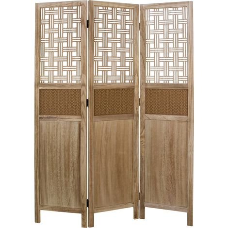 Décoshop26 – Paravent 3 panneaux en bois de paulownia 170x120cm – Pliable avec charnières – Utilisation intérieure – PAR06074 (1/4)