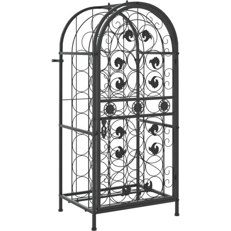 Wine Rack for 33 Bottles Black 45x36x100 cm Wrought Iron vidaXL