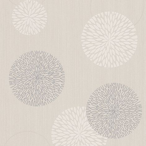 Papier peint moderne pour chambre | Papier peint floral motif graphique | Tapisserie beige crème originale idéal pour cuisine - 10,05 x 0,53 m (1/5)