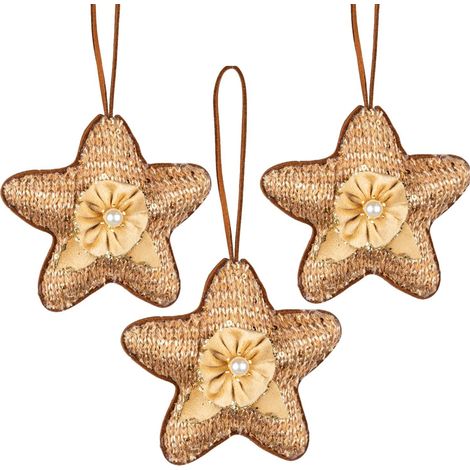 12cm Gold star - 3Pcs Christmas Hanging Decorations (1/5)
