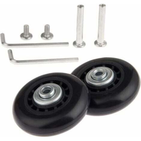 Set of 2 replacement wheels with 70 x 24 mm bearing axles – Replacement wheels for suitcases, suitcase repair, suitcase wheels, luggage wheels, axles and casters