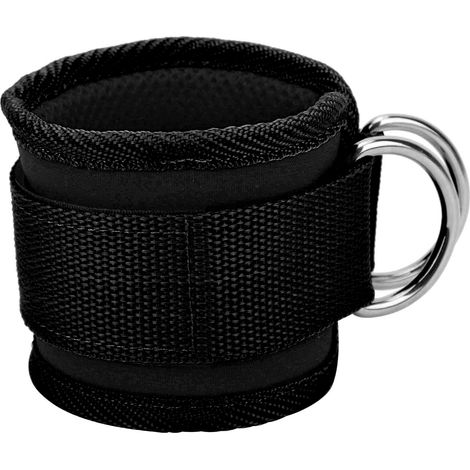 Fitness-Knöchelriemen für Kabelzugmaschinen, doppelter D-Ring, verstellbare Neopren-Knöchelriemen (Schwarz) (1/5)