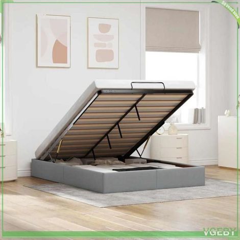 Cadre de lit ottoman - 3310882 - gris clair - 140x200 cm - rangement sous lit hydraulique (1/5)